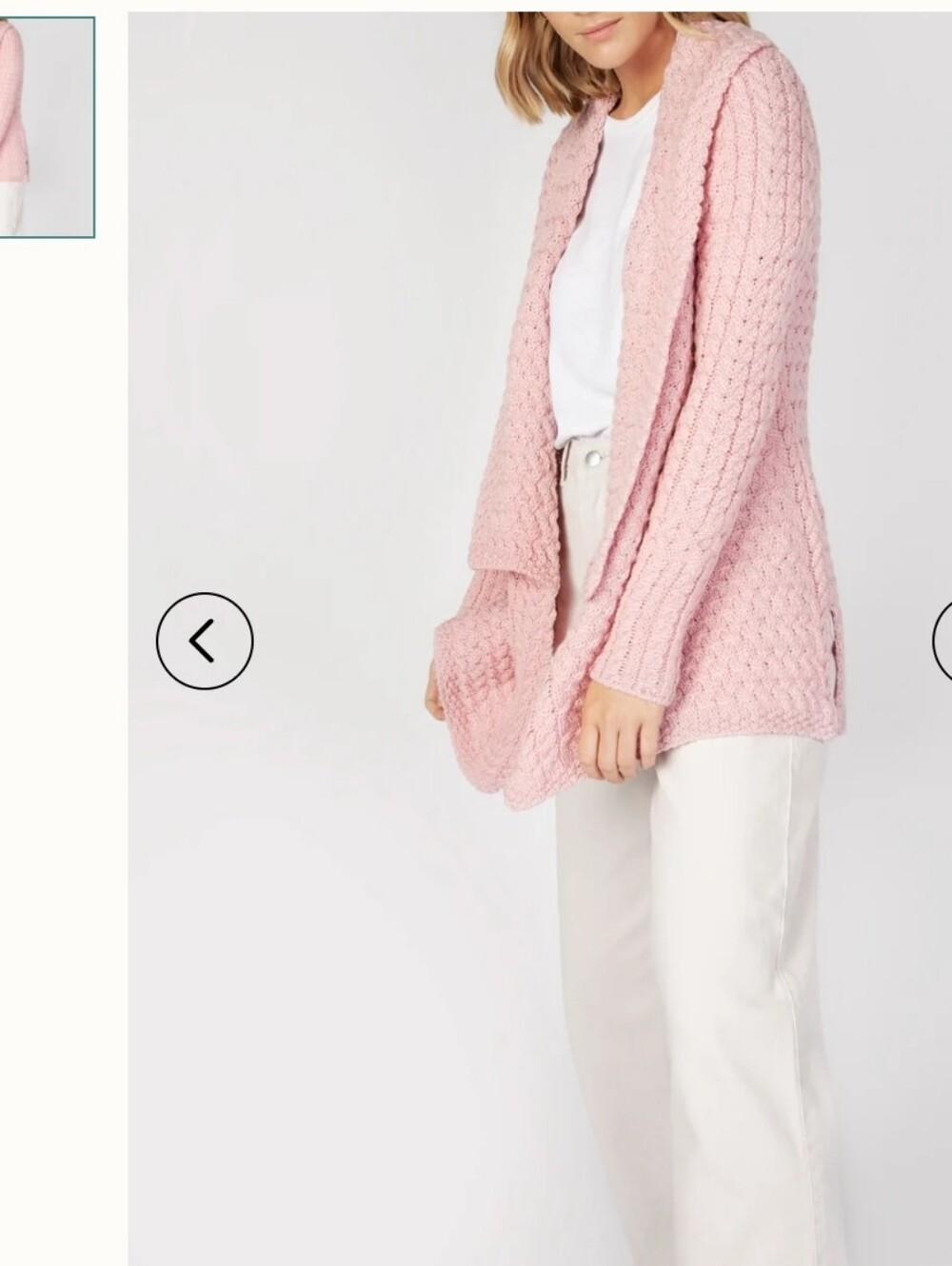 Irelandseye The Glenross Merino Waterfall Cardigan Pale Pink Size Medium Nwt